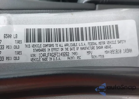 2015 Jeep Grand Cherokee Laredo из США, поврежденный, VIN 1C4RJFAG2FC149262